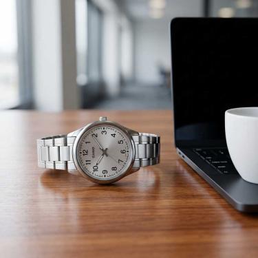 Imagem de Relógio Casio Masculino Analógico Aço Inoxidável Social Casual Prata Resistente À Água MTP-V005D-7B4UDF