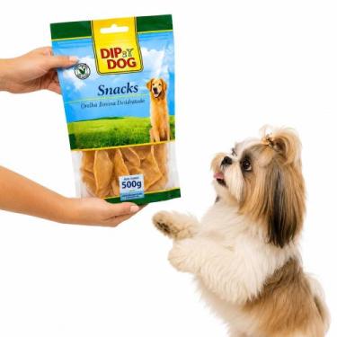 Imagem de Mordedor Brinquedo Orelhas Bovina Desidratada Dip Dog Cães 500gr Todos