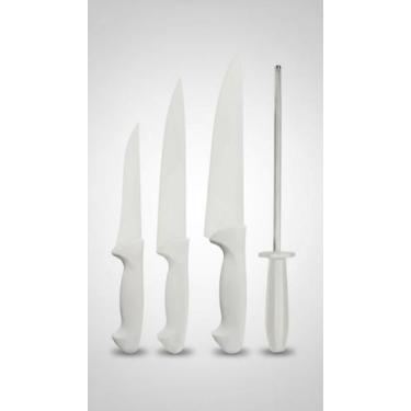 Imagem de Jogo Facas Inox Churrasco 4 Peças Branco - Congratulations Store