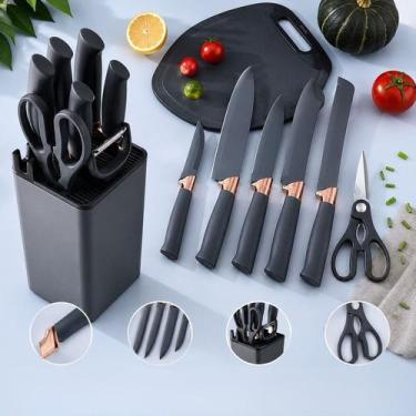 Imagem de Kit Facas Chef Completo para Cozinha com Lâminas Resistentes Presente 