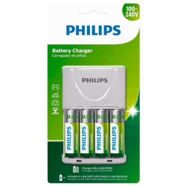 Imagem de Carregador Scb Philips (01 Carregador E 04 Un Pilhas Aa) F108