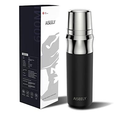 Imagem de Kiboule Garrafas Isoladas A Vácuo Térmica Clássica De Aço Sólido Com Forro De Uma Peça Garrafa De Água Add-A-Cup De Aço Inoxidável 316 Para Bebidas Quentes Frias Caneca Térmica De Viagem De Café 20Oz