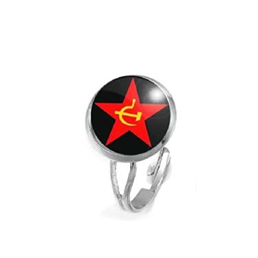 Imagem de Anel Símbolo do Comunismo Estrela Vermelha, Foice e martelo Unissex e Ajustável (DESIGN1)