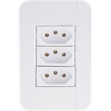 Imagem de Conjunto 4x2 com 3 Tomadas 2P+T 20 A 250 V Tramontina Tablet Branco Tramontina
