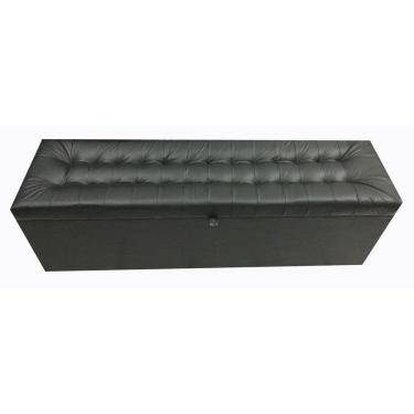 Imagem de Recamier Puff Baú Para Cama Box Queen Size - 1,58Cm - Preto - Couro Sintético