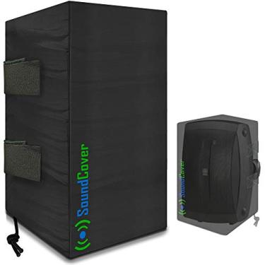 Imagem de Sacos para alto-falantes externos resistentes à água e à poeira para Yamaha AW294, tecnologia definitiva AW 5500, Polk Audio Atrium 6, Yamaha AW350 e Bose 251 da SoundCover, Preto, Two Covers