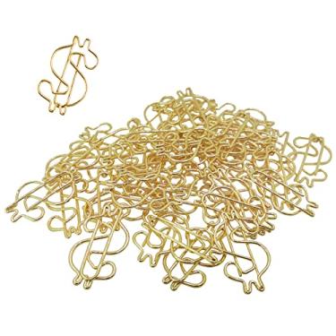 Imagem de Rurili Creative Golden Dollar Sign Divided Paper Clip Metal Bookmark Chapeamento Clipe de Escritório para Escritório em Casa Escritório Escola Organização de Arquivos 50 Pçs (Dourado)