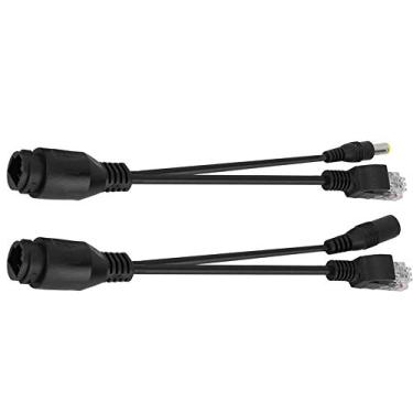Imagem de EB-LINK 2 pares de cabos adaptadores PoE à prova d'água, injetor PoE passivo RJ45 e kit divisor PoE com conector CC de 5,5 x 2,1 mm, alimentação passiva sobre Ethernet 12 V, conjunto de sintetizador, separador preto