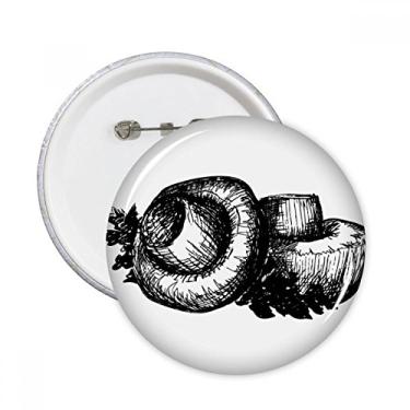 Imagem de Ilustração realista de linha de cogumelo padrão pinos redondos crachá botão decoração acessório 5 peças