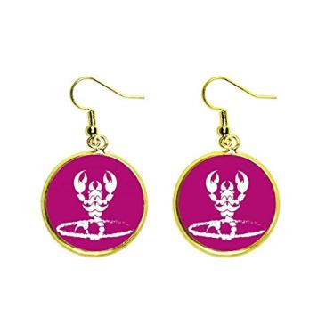 Imagem de Brinco feminino Scorpion Natural Restrição de Insetos Pingente de Orelha Dourado, Metal