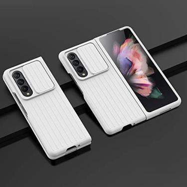 Imagem de Para Samsung Z Fold 3 case Simples Slide Folding phone case para Samsung Galaxy Z Fold3 ZFold3 W22 Shockproof Hard PC Back Cover, White, for Samsung Z Fold 3