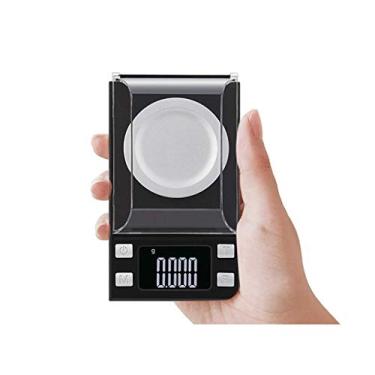 Imagem de balanças eletrônicas de cozinha em pequena escala, mini joias de alta precisão 0,001g miligramas de equilíbrio chamado exibição de sobrecarga de baixa voltagem descascada