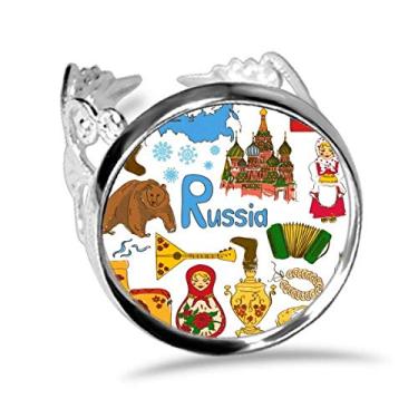 Imagem de DIYthinker Anel de noivado com a bandeira nacional da Rússia Landscap Animals ajustável