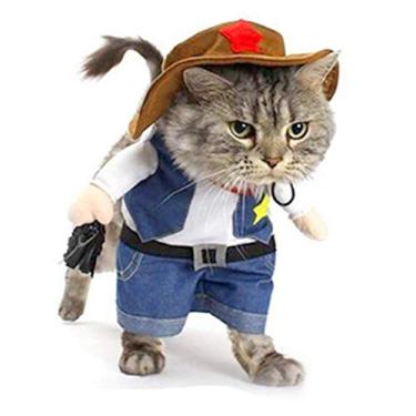 Imagem de Fantasia de Cão Cowboy Yu-Xiang com Chapéu Roupas de Animais de Estimação Terno para Festas de HalloweenYu-Xiang L