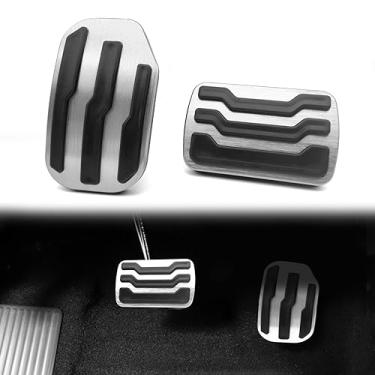 Imagem de 2 peças de pastilhas de pedal de freio a gás de liga de alumínio, compatíveis com Ford F150 2015 2016 2017 2018 2019 2020, capas de pedal de acelerador automático sem perfuração Onl (prata)