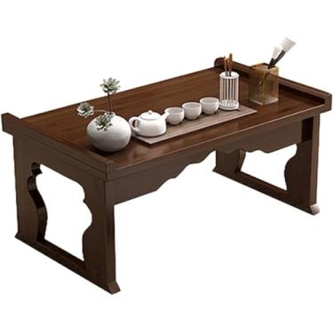 Imagem de Mesa de centro de bambu pequena mesa de chá baixa japonesa dobrável mesa kang casa tatami bay janela, uma cor, 70x30x32.5cm