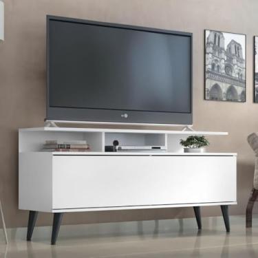 Imagem de Rack Para Tv Até 50" Macaé Com Pes Retro Branco