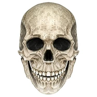 Imagem de FLORENCE IISA Máscara de Caveira Humana com Mandíbula em Movimento, Máscara Assustadora de Halloween, Látex Realista (1P-cinza)