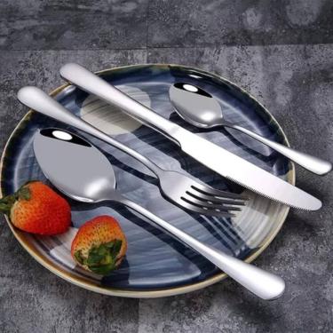 Imagem de Faqueiro 24 Peças de Aço Inox Prata com maleta