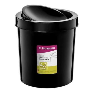 Imagem de Lixeira basculante 4,3l plastico reforçado preto pr1017 primafer