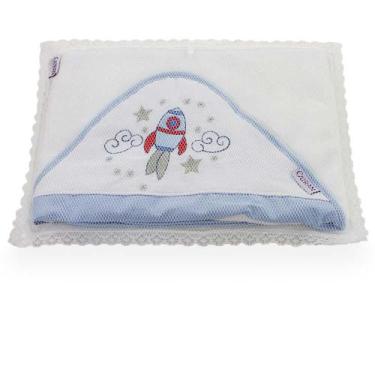 Imagem de Toalha com Capuz Bebê Foguete - Catran, Azul Médio