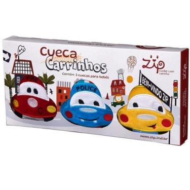 Imagem de Kit com 3 Cuecas Infantil Carros ZIP, 0-6 MESES