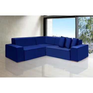 Imagem de Sofá Dubai 2.57x2.57m de Canto Retrátil - Sofisticato, azul