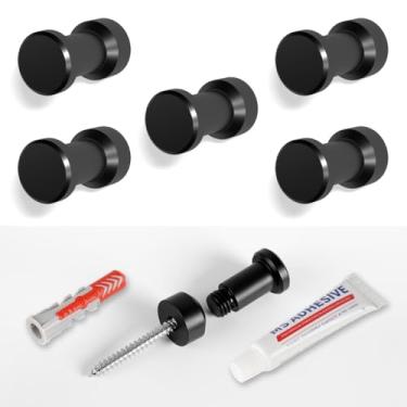 Imagem de HAUSIST Ganchos de roupão de toalha para parede de banheiro - cabideiro de aço inoxidável CNC redondo utilitário para pendurar chapéu - montado na parede ou adesivo, resistente para porta, armário,