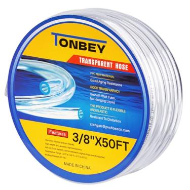 Imagem de TONBEY Tubo de PVC de vinil transparente de 15 m x 3/20.3 cm, tubo de plástico flexível, mangueira de silicone puro de alta temperatura para fabricação caseira, linha de cerveja, Kegerator,