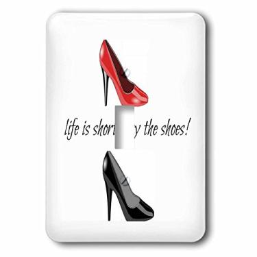 Imagem de 3dRose lsp_172388_1 Life is Short Buy The Shoes, Imagem de sapatos, Capa de interruptor de luz preta com letras