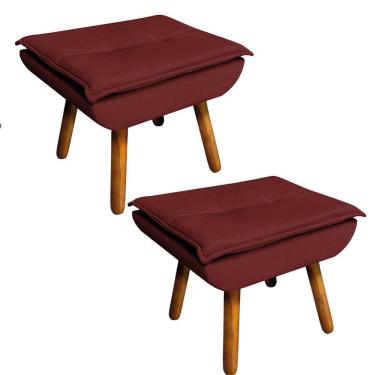 Imagem de Kit 2 Puffs Opala Veludo Marsala Pés Palito Castanho