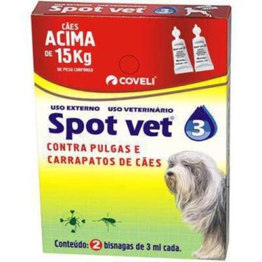 Imagem de Antipulgas Coveli Spot Vet 3 para Cães Acima de 15 Kg 3 mL 2 Bisnagas 