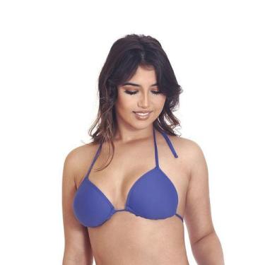 Imagem de Busto Biquíni Praia Cortininha Com Bojo Avulso - Estigma, G, Azul