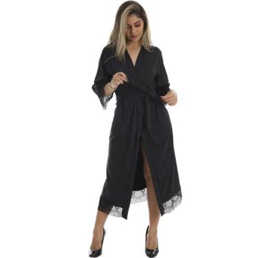 Imagem de Robe Medusa Longo de Microfibra Light e Renda Feminino - Biografia da 