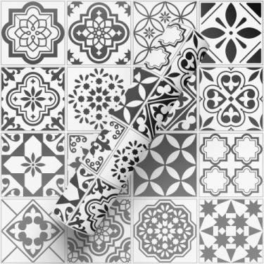 Imagem de Papel de Parede Adesivo Estilo Azulejo Português - BAZAR DOS QUADROS, 