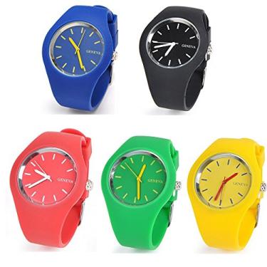 Imagem de CdyBox Relógio esportivo analógico masculino feminino Jelly colorido atacado (pacote com 5), Moderno