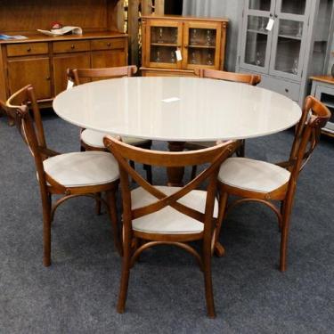 Imagem de Conjunto Mesa Redonda Tampo com Vidro 120cm com 5 Cadeiras em X Prime 