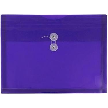 Imagem de JAM PAPER Envelopes de plástico com fecho de botão e cordão de amarrar - Folheto de letras - 24 x 33 - roxo - pacote com 3