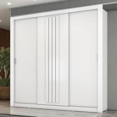 Imagem de Guarda Roupa Casal 3 Portas Doha Carraro Ripado Branco