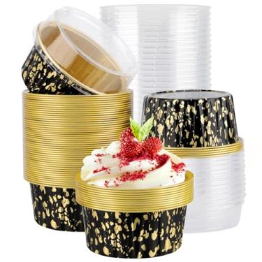 Imagem de EUSOAR Copos de alumínio para assar, 50 peças, 142 g, forno, cupcake, reutilizáveis, copos descartáveis de creme brulee, forma de pão de alumínio, recipientes de sobremesa, porção individual para