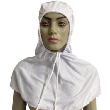 Imagem de Touca Balaclava Longa Branca Poliviscose Ombros Com Cordão Ninja - PRE