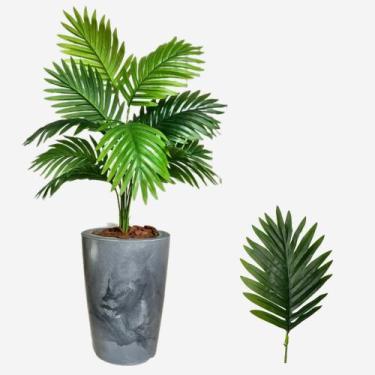 Imagem de Palmeira Planta Artificial Com Vaso Marmorizado Polietileno - PlantaIm