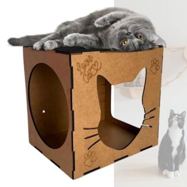 Imagem de Nicho Toca Casa De Parede Para Gato Em Mdf Cru 4mm Com Carpete