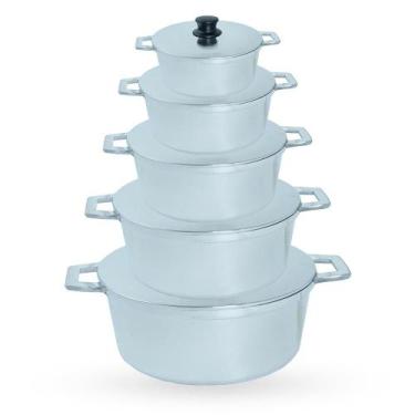 Imagem de Jogo de Panelas 5 Peças De Alumínio Fundido Com Tampa De Alumínio - Po