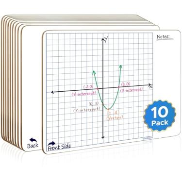 Imagem de SCRIBBLEDO 10 Pack Dry Erase Graph Whiteboard 11"x14" Double Sided Dry Erase Board with Grid for Home School Classroom Kids and Students Portable Grid Board for Graphing and Geometry Coordinate Plane