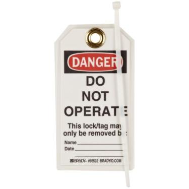 Imagem de Brady"Danger – Do Not Operate – Remoção não autorizada." Etiqueta, poliéster resistente, 13,8 cm de altura, 7,6 cm de largura (pacote com 25)