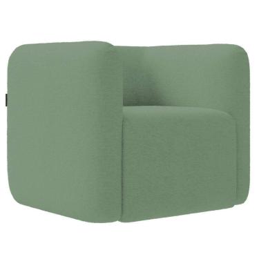 Imagem de Poltrona Para Sala De Estar Decorativa Quadrada Maggie K04 Bouclê Verde - Mpozenato