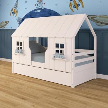 Imagem de Cama Casinha Encantada Com 02 Gavetas Madeira Maciça Branco Megamobilia