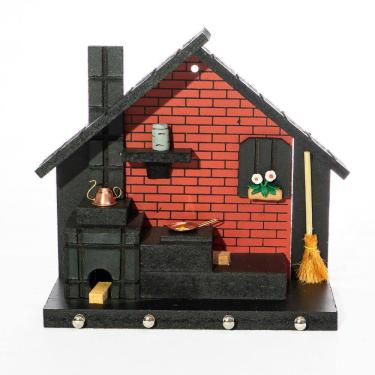 Imagem de Porta Chaves de Parede Casinha Mineira Artesanal G Vermelho