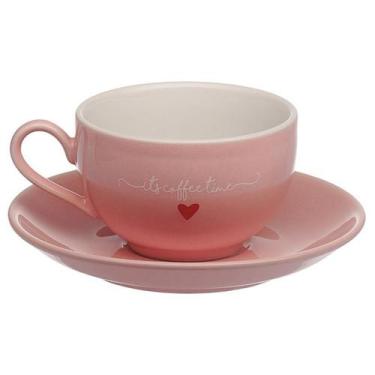 Imagem de Jogo 6 Xicaras De Cha Cafe Rosa Coracao Hauskraft 160Ml